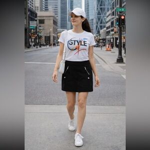 Simon Chang Black Skort with Zipper Pockets size 12.